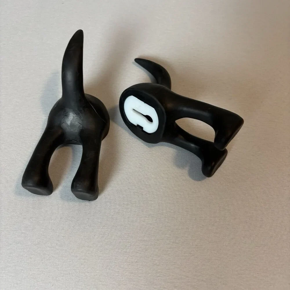 Set of 2 IKEA BASTIS Dog Black Tail Wall Hanger Hook Hat Coat Leash Keys
